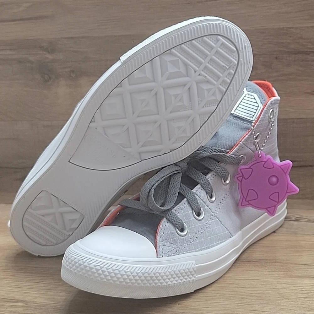 Gray and Red High-Top Sneakers. . brand new in the box no lid authentic uper tex